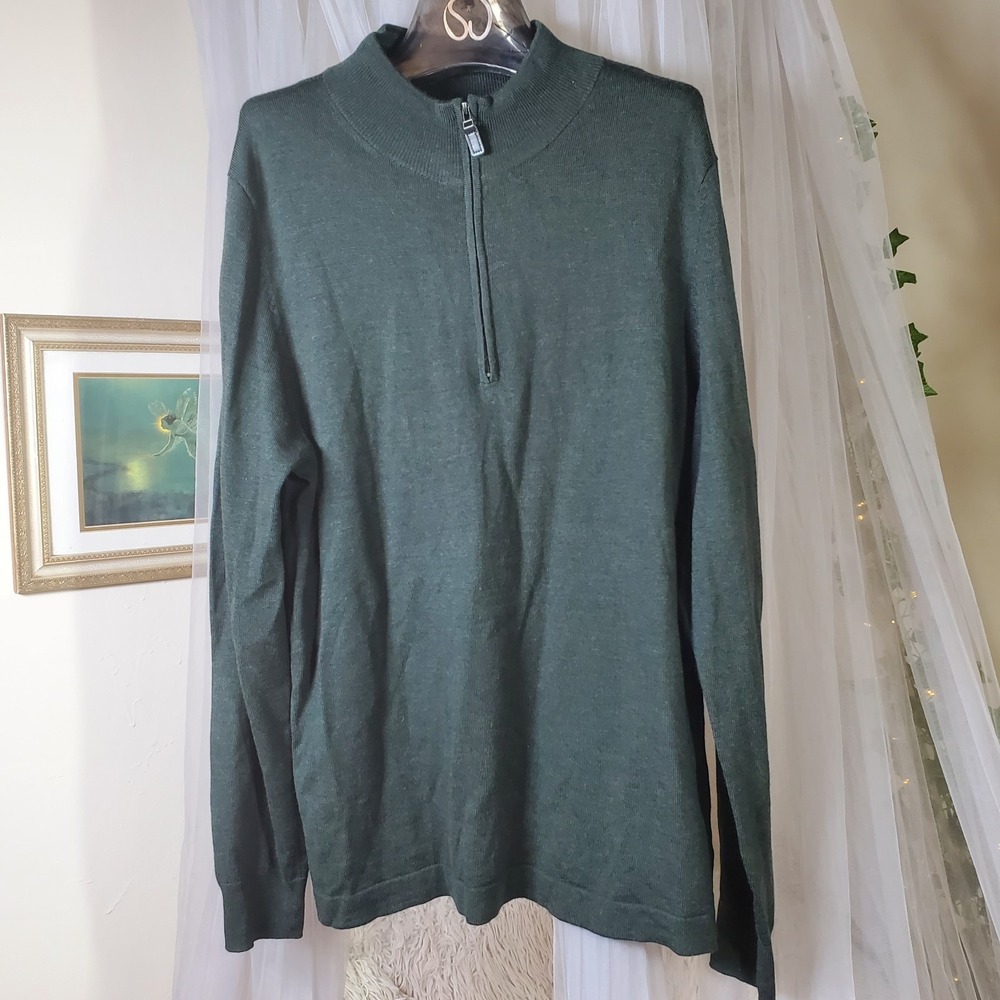 Joseph Abboud X Fine Merino Wool 1/4 Zip Mock Neck Smart Casual Pullover Sweater